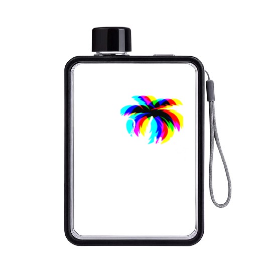 Palm Springs Neon Tree (White) Flat Water Bottles