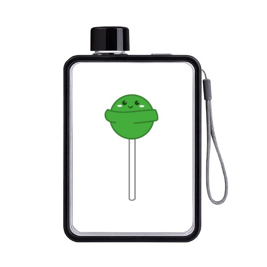 Cute Green Lollipop Flat Water Bottles