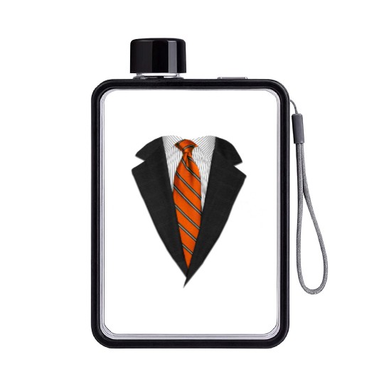 Orange Suit Up! Realistic Suit & Tie Casual Graphi Flat Water Bottles