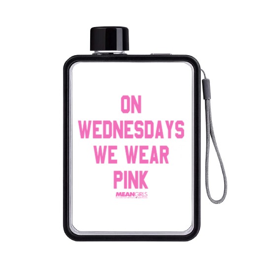 Mean Girls Pink On Wednesday Square Text Flat Water Bottles
