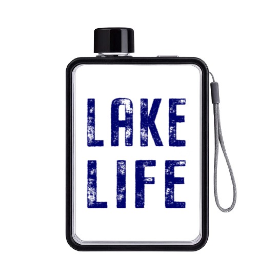 Vintage Distressed Lake Life Flat Water Bottles