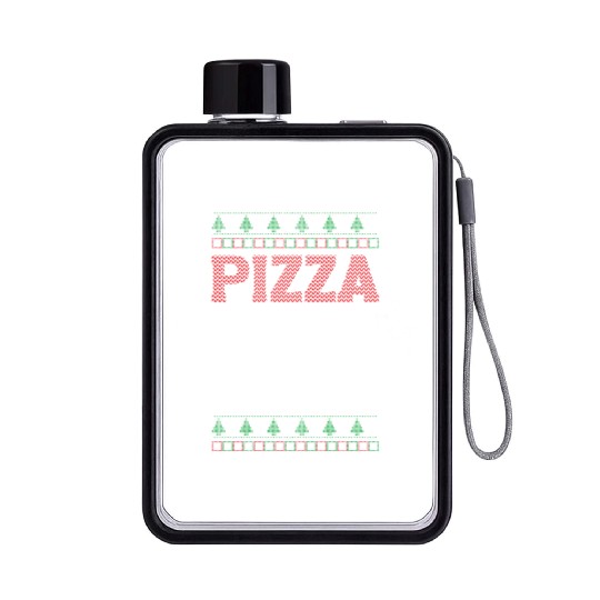 Christmas Pizza Lover Funny Winter Holiday Gift Flat Water Bottles