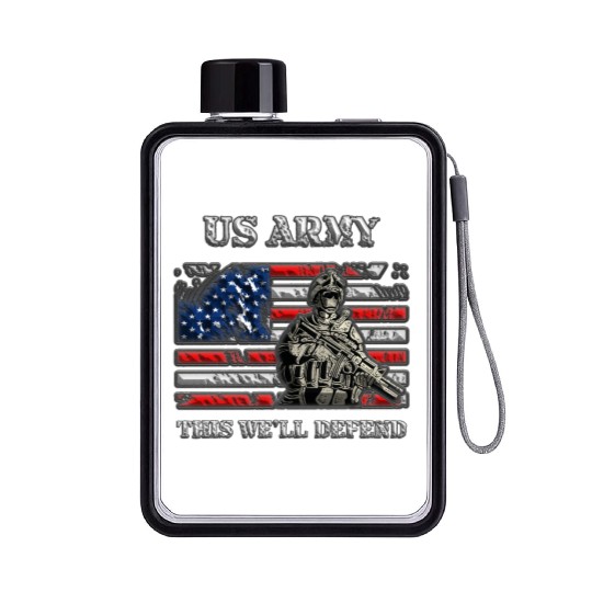 US Army - This we'll defend USA Flag Flat Water Bottles
