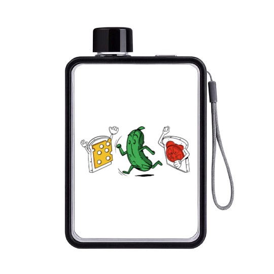 Baseball Pickle Runner Tomato Cheese Sandwich Joke Flat Water Bottles