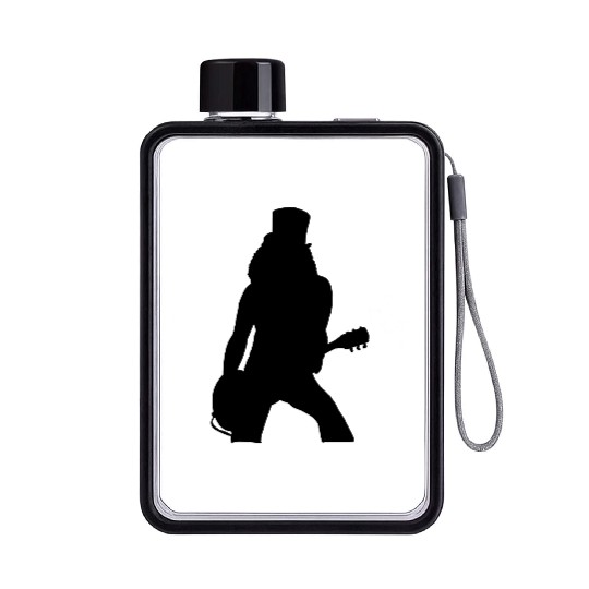 Guitar player shadow, silhouette Flat Water Bottles