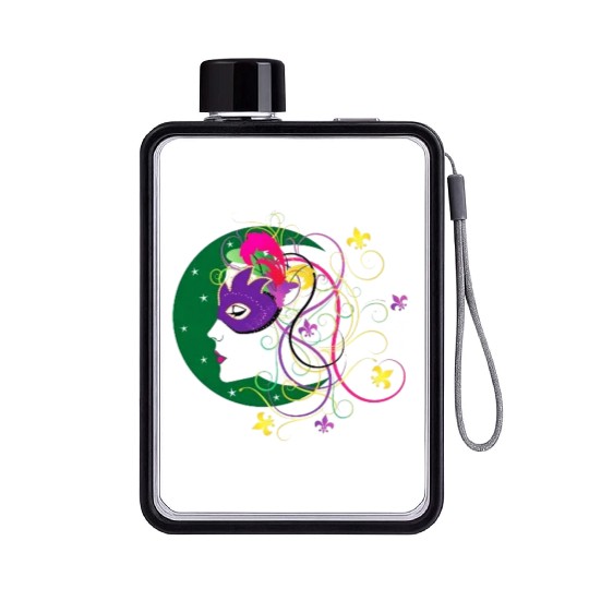 krewe of Nyx - Mardi Gras New Orleans Carnaval Flat Water Bottles