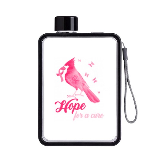 Breast Cancer Cardinal bird hope for a cure Flat Water Bottles