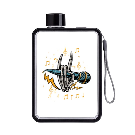 Microphone Skeleton Rock music nout Karaoke Gift Flat Water Bottles