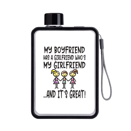 Threesome Funny Throuple Polyamory Love Polygamy Flat Water Bottles