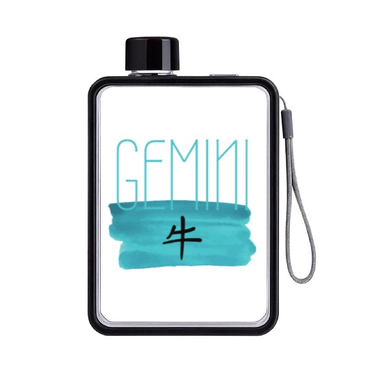GEMINI OX AESTHETIC ZODIAC Flat Water Bottles