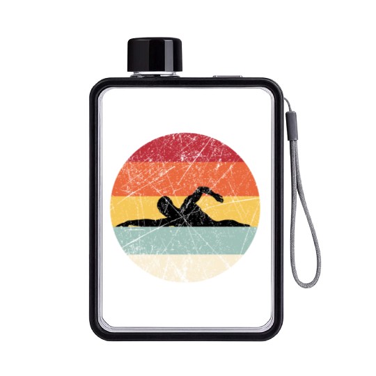 Vintage Swim Crawl Retro Swimming Gift Front Crawl Flat Water Bottles