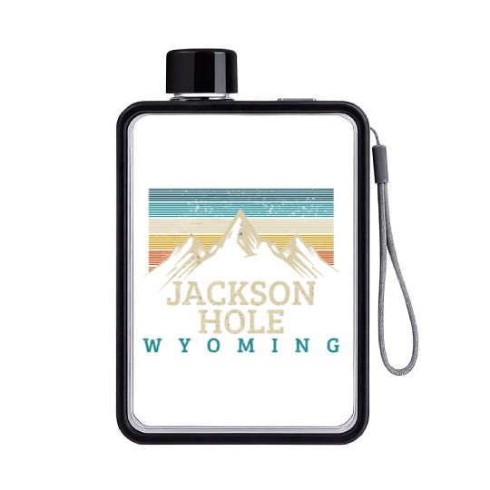 Jackson Hole Wyoming Vintage Mountains Nature Souv Flat Water Bottles
