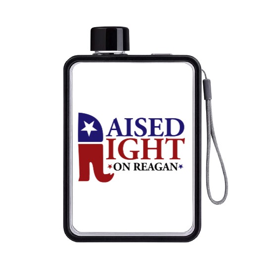 Raised Right On Reagan 80'S Nostalgia Flat Water Bottles
