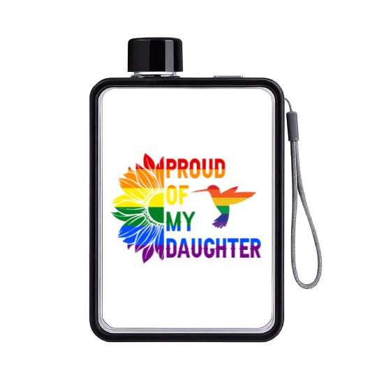 Proud of My Daughter Gay Pride Rainbow Sunflower Flat Water Bottles