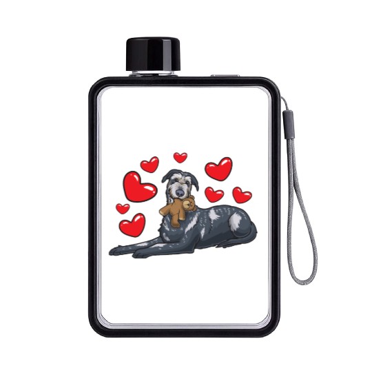 Irish Wolfhound Dog With Stuffed Animal Flat Water Bottles