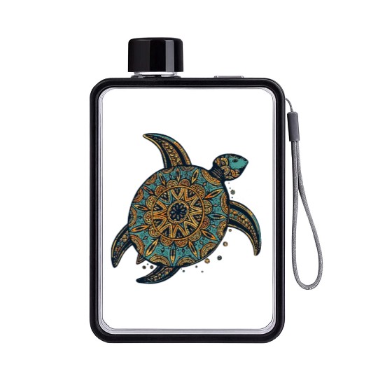 Tribal Hawaiian Sea Turtle Flat Water Bottles World Turtle
