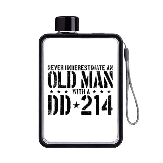 Never Underestimate An Old Man With A DD214 Alumni Flat Water Bottles