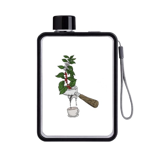 Coffee Plant Sieve Carriers Coffee Design Flat Water Bottles