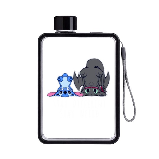 Stay Different Stay Weird Toothless And Stitch Flat Water Bottles