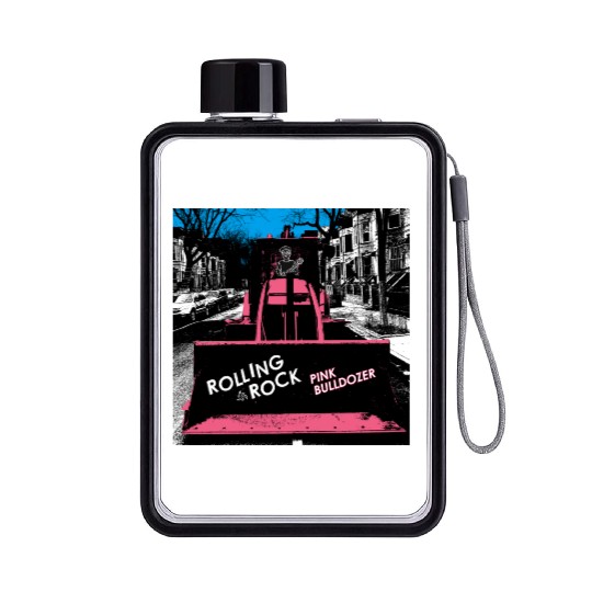 Pink Bulldozer / Rolling Rock Flat Water Bottles