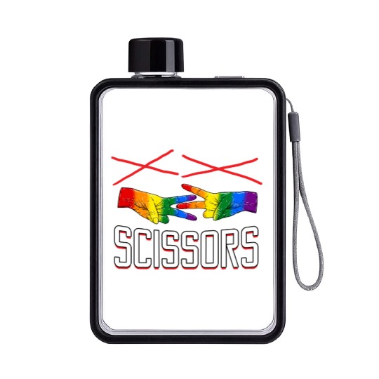 Rock Paper Scissors Lesbian LGBTQ Pride Flat Water Bottles