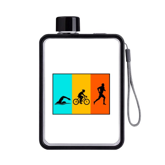 Swim Bike Run Triathlon Triathlete Husband Wife Flat Water Bottles