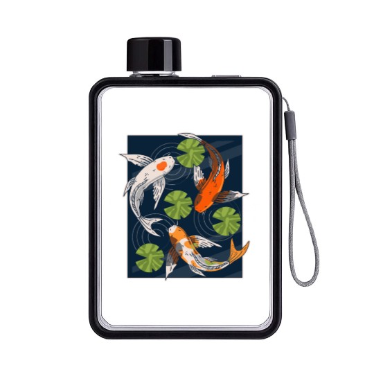 Koi Fish Lover Asian Japanese Carp Water Pond Anim Flat Water Bottles