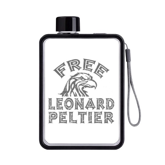 FREE LEONARD PELTIER EAGLE NATIVES grau used look Flat Water Bottles