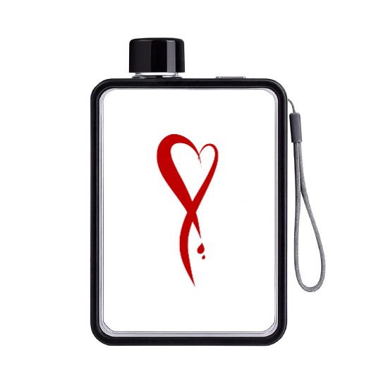 Heart bleeding, hand drawn Flat Water Bottles