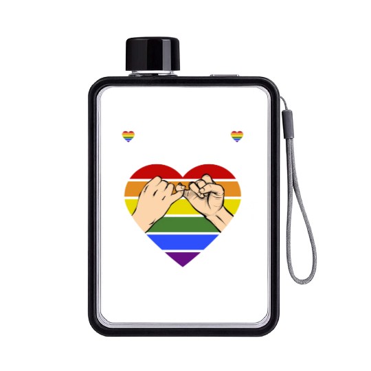 Support LGBT Gay Pride Straight Rainbow Flag Gifts Flat Water Bottles