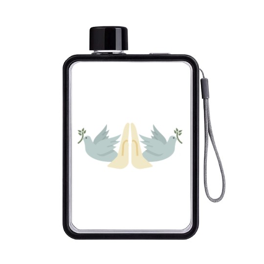 Prayer Hands Peace Doves Christian Flat Water Bottles