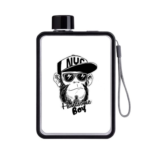 Handsome boy Monkey Handsome Cool Boy Flat Water Bottles