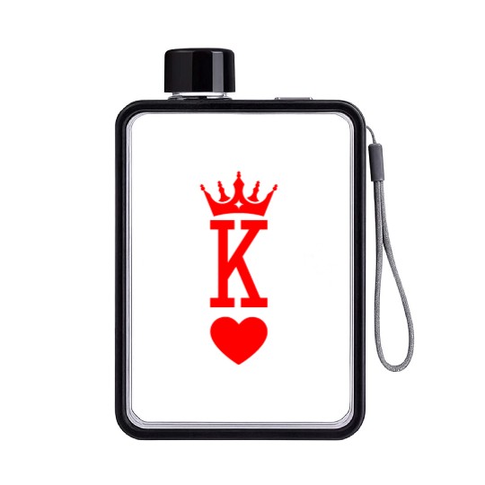 King of Hearts King Queen Couple Halloween Costume Flat Water Bottles