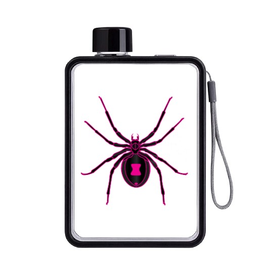Black Widow Pink Design Flat Water Bottles