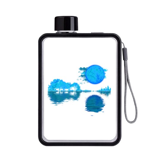 Acoustic Guitar Lake Shadow Guitar Player Flat Water Bottles