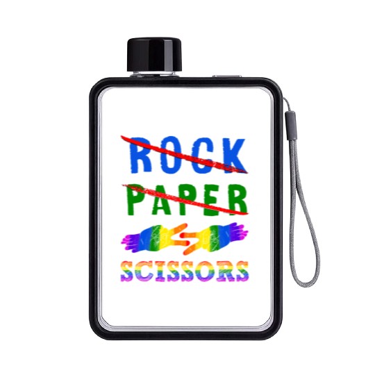Rock Paper Scissors Lesbian Couple LGBTQ Pride Mon Flat Water Bottles