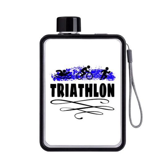 Triathlon Swim Bike Run Triathlete Sport Gift Flat Water Bottles