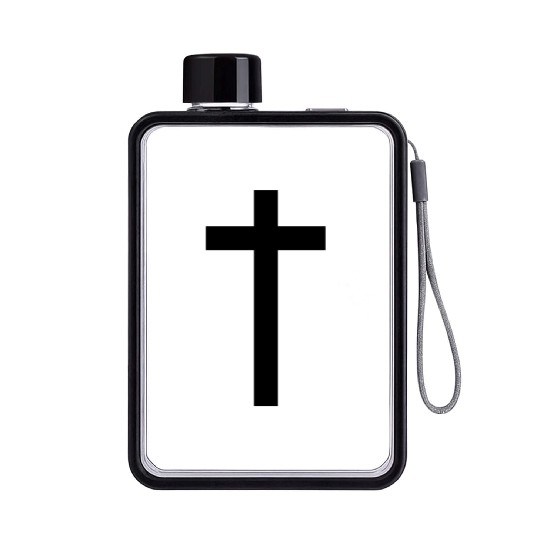 Black Christian Cross Flat Water Bottles