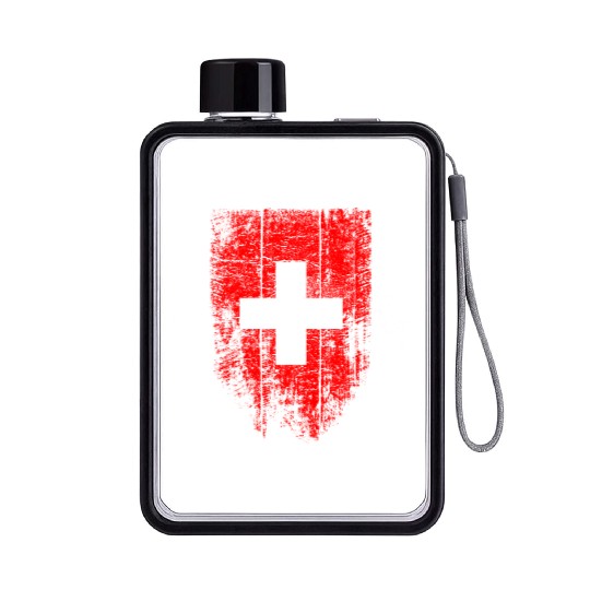 Switzerland Swiss Flag Vintage Distressed Graphic Flat Water Bottles
