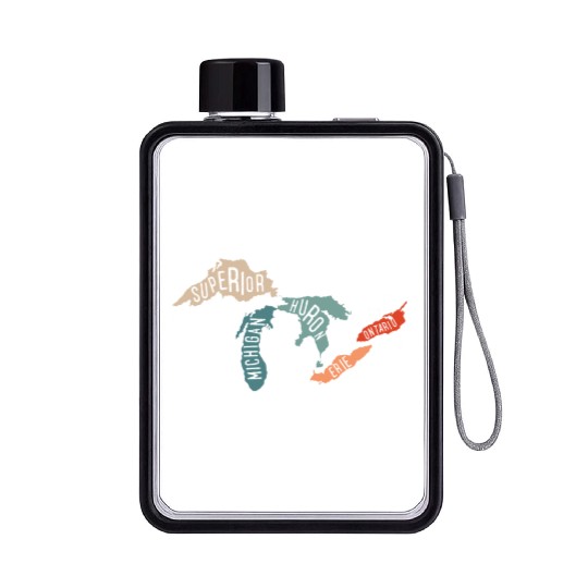 Great lakes USA, Michigan Lake Erie Lake Flat Water Bottles