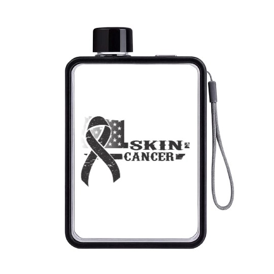 USA Flag SKIN Cancer Awareness Flat Water Bottles