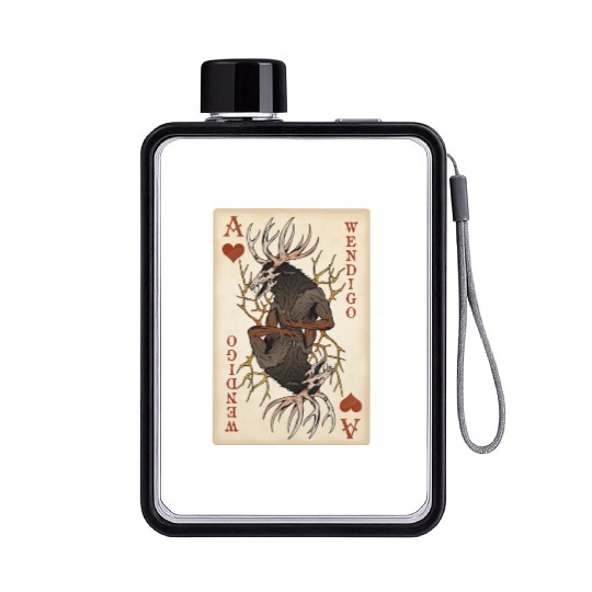 Wendigo Playing Card - Ace of Hearts Cryptid Art Flat Water Bottles