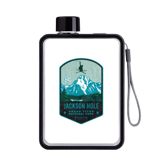 Jackson Hole Ski Badge Flat Water Bottles