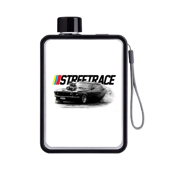 STREET RACE Muscle Car Supercharger Turbo Burnout Flat Water Bottles