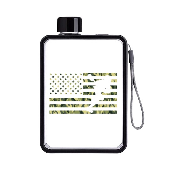 American Camo Flag Lacrosse American Flag Camo Flat Water Bottles