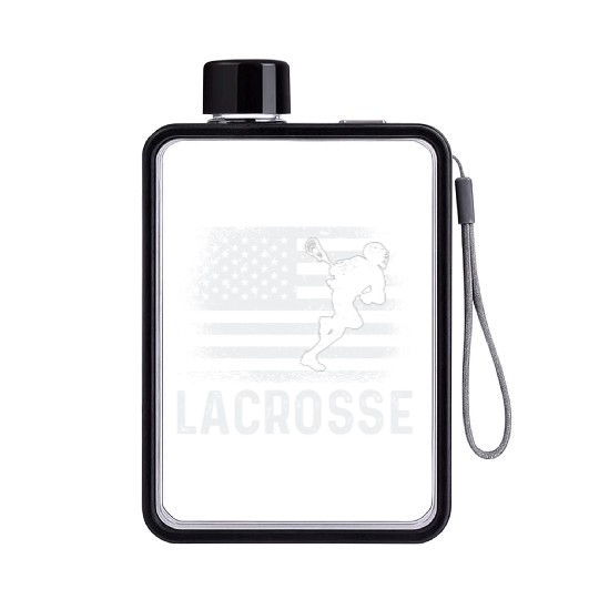 Lacrosse LAX American USA Flag Flat Water Bottles
