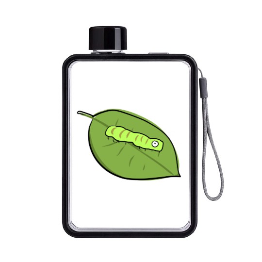 caterpillar leaf biology symbol nature Flat Water Bottles