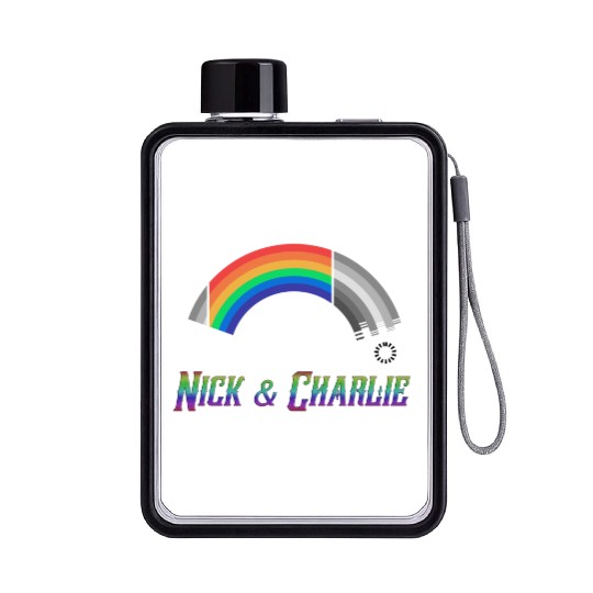 Heartstopper Rainbow LBGTQIA+ Nick and Charlie Flat Water Bottles