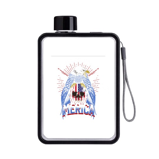 Happy 4th Of July Merica 2022 US eagle red white Flat Water Bottles