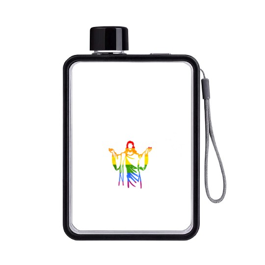 Jesus LGBTQ Flag Religious Lesbian Gay Pride Flat Water Bottles
